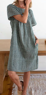 INDIA COLLECTION Emerson Fry Colette Dress In‎ Moss Gingham Size XS/S Cotton Photo 0