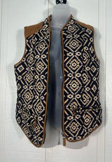 Entro Navy White Aztec Southwestern Quilted Full Zip Front Vest Sz Large EUC Photo 0