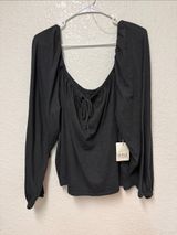 NWT a.n.a Black Off-Shoulder Long Sleeve Tie-Front Top Size 2X Photo 0