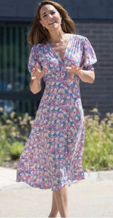 Faithfull The Brand Floral Tiered Midi Dress US Sz 10 Kate Middleton XL #D13-8 Photo 0