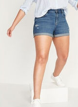 Old Navy Women's Size 8 Boyfriend Roll Tab Denim Shorts Photo 0