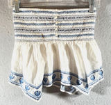 772 | NWT American Eagle Embroidered Smocked Peplum Tube Top White Blue XS Photo 0