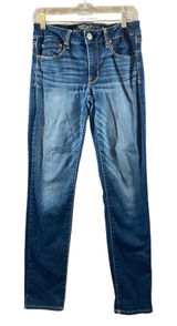 646 |‎ American Eagle Skinny Mid Rise Stretch Denim Jeans Dark Wash Womens 8 Photo 0