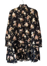 Tuckernuck Midnight Garden Floral Print Ruffle Collar Button Front Dress‎ Size L Photo 0