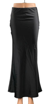 NEW Commense Women's Black Silky Satin Elastic Waist Maxi Mermaid Slip Skirt XS Photo 0