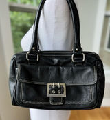 Vintage Y2K Wilson’s Leather Black Leather Purse with Oversized Silver Buckle Photo 0