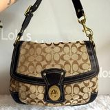 y2k COACH Black Brown Khaki Signature Legacy Flip Turnlock Photo 0