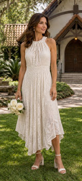 Chico's Lace Hanky Hem Midi Dress Optic White Crochet Sleeveless 0 S 4 NWT Photo 0