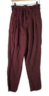 Free People Womens Paperbag Jogger Pants Burgundy‎ Drawstring Cotton XS Boho Photo 0