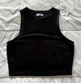 Gianni Bini Black Sleeveless Crop Top High Neck Racerback Tank Grunge Goth Photo 0