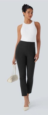 NWT Halara Flex™ High Waisted Pocket Tapered Cropped Work Pants in Black Size XL Photo 0