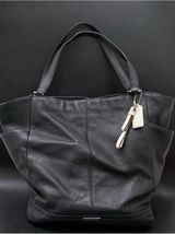 COACH F23662 Park Black Pebbled Leather North/South Tote Bag Photo 0