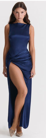 HOUSE OF CB 'Roxanne' Navy blue Thigh Slit Maxi Dress NWOT size M‎ Photo 0