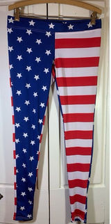 Tipsy Elves Leggings Womens Medium USA Flag Print Stretch Ski‎ Run Patriotic 4th Photo 0