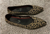Seven7 Elsa Point Toe Flats Sock‎ Fabric Shoes Women's Sz 8 Animal Print Photo 0
