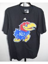 Adidas Kansas Jayhawks KU Black Mascot Logo T-Shirt Size Large Short Sleeve Photo 0