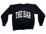 The Bar Arlo Crewneck Pullover Sweatshirt Black White Terry Letters Size M Photo 0