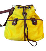 Vtg Dooney & Bourke Wayfarer Purse Yellow Nylon Leather Shoulder Bag Photo 0