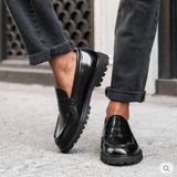 Thursday Boot Co Penny Lug Sole Loafer Leather Black $148 8.5 Photo 0