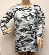 Retrology Long Sleeve Gray Toned Camouflage Top size S with front pouch pocket Photo 0