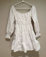 Altar'd State Dress Mini White Small Women’s Faux Wrap Long Sleeve Ruffle Photo 0