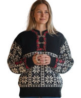 Dale Norway Nordic Pure New Wool Telemark Sweater Red Trim Metal Clasp M Photo 0
