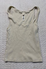 Skims Cotton Rib Tank Bone Off White Scoop Neck Sleeveless Ribbed Top Small Photo 0