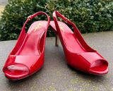 Cole Haan Patent Leather red peep toe kitten heels Photo 0