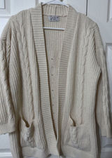 Poof Apparel Super soft Cozy Cable Knit Open Front Ivory cream Cardigan‎ - M Photo 0