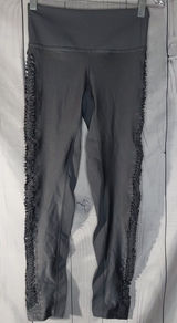 FP Movement By Free People Ruffled Festival Fringe Edgy Metallic Gray Leggings Photo 0