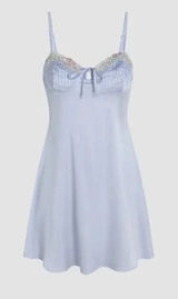 Cider Satin Sweetheart Baby Doll Rainbow Lace Trim Mini Dress Size M NWT Photo 0