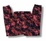 Lululemon Abstract Print Stretch Elastic Waist Red Pink Black Ankle Leggings 2 Photo 0