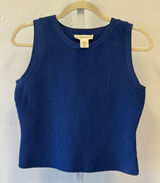 Happily Grey Ribbed Knit Tank Top Cobalt Blue Crew Neck Size Large Minimalist Photo 0