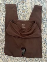 Laslulu Foldover High Waist Yoga Leggings Brown Size M Photo 0