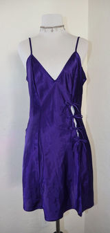 Vintage Fredericks of Hollywood Liquid Satin Lingerie Slip Small Deep Purple Photo 0