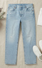 Old Navy Slouchy Straight Leg Jeans Womens 10 Light Wash Mid Rise Button Fly Photo 0