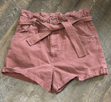 Abercrombie & Fitch Mauve Paperbag High Rise Shorts with Belt Womens Size M Photo 0