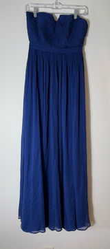 J. Crew Nadia Long Dress Silk Chiffon Dark Cove Blue Wedding Formal Size 6 Photo 0