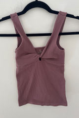 Intimately Free People XS/S‎ Mauve Ribbed Twist Front Keyhole Tank Top Photo 0