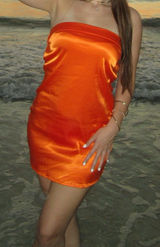 Princess Polly Phillipa orange satin strapless mini Dress Photo 0