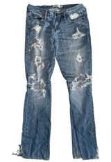 Abercrombie Fitch Jeans women’s sz 2 Blue Button‎ Fly Preppy Thrashed Distressed Photo 0