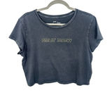Aerie Feelin‎ Beachy Graphic Crop Top Grey Mineral Wash Cotton Tee Large Casual Photo 0
