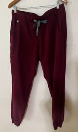 Figs Zamora Jogger Scrub Pants in burgundy WOMENS LARGE TALL Photo 0