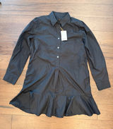 Quince 100% Organic Cotton Poplin Drop Waist Shirt Dress Black Medium NWT C30-00 Photo 0