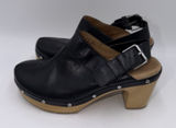Clarks Artisan Ledella York Black Leather Block Heel Clog Slingback Mule 6 Photo 0