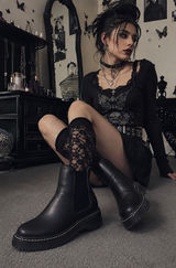 Madden Girl Black Chelsea Boots Women 9M Chunky Lug Sole Y2K Grunge Goth Biker Photo 0