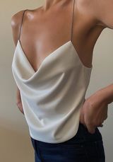 White Draped Open Back Chain Top Photo 0