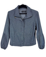 Live A Little Blue White Pinstriped Full Zip‎ Collared Jacket Pockets Size S Photo 0