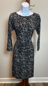 Michael Kors Black Animal Print Long Sleeve Bodycon Dress Ruched Waist Size S Photo 0