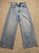 H&M Women Light Wash High Waist Wide Leg Raw Hem Jeans Size 2 US 34 EUR‎ Photo 0